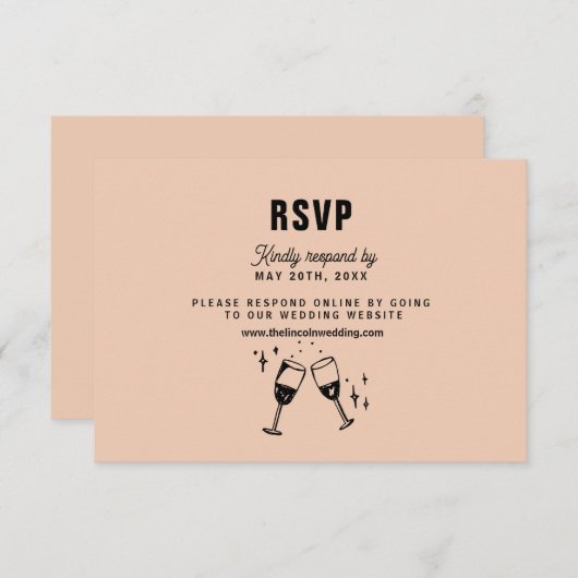 Retro Funky Modern Wedding RSVP Karte (Vorne/Hinten)