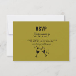 Retro Funky Modern Wedding RSVP Karte