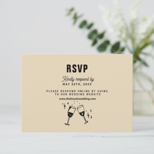 Retro Funky Modern Wedding RSVP Karte (Stehend Vorderseite)