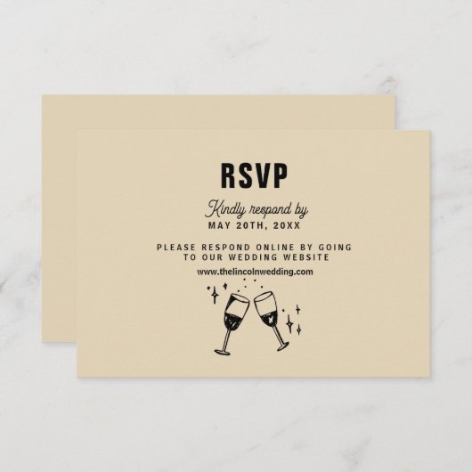 Retro Funky Modern Wedding RSVP Karte (Vorne/Hinten)