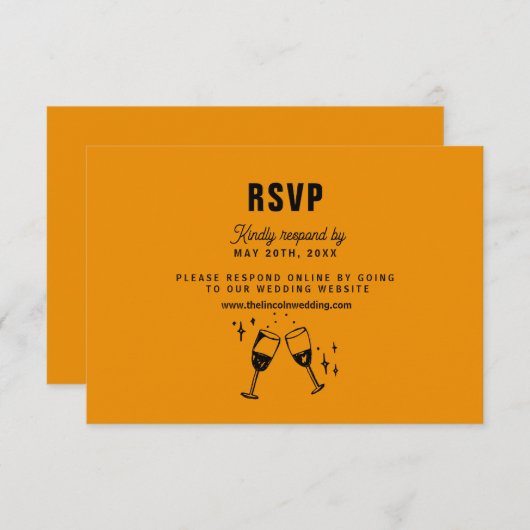 Retro Funky Modern Wedding RSVP Karte (Vorne/Hinten)