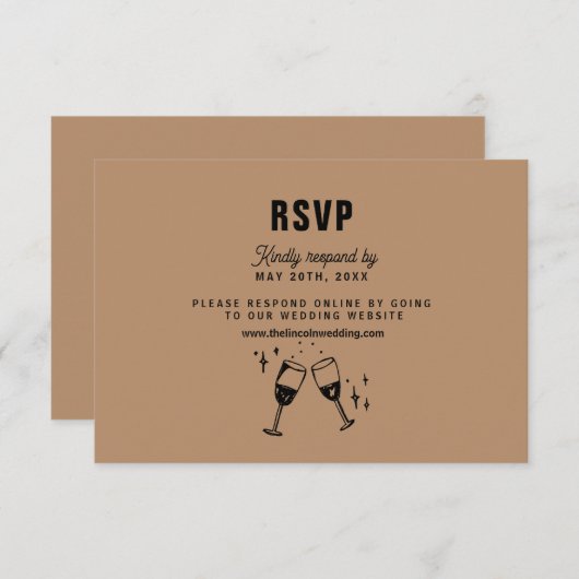 Retro Funky Modern Wedding RSVP Karte (Vorne/Hinten)