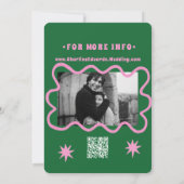 Retro Funky Pink Green Save the Date QR-Code (Rückseite)