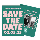 Retro Funky Pink Green Save the Date QR-Code
