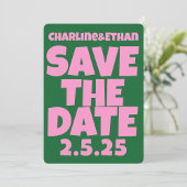 Retro Funky Pink Green Save the Date QR-Code