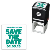 Retro Funky Pink Green Save the Date QR-Code Permastempel (Beispiel)