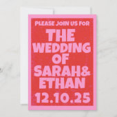 Retro Funky Pink Green Wedding Einladung (Vorderseite)