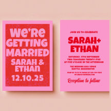 Retro Funky Pink Green Wedding