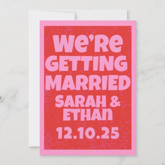 Retro Funky Pink Green Wedding Einladung (Vorderseite)