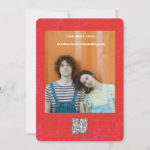 Retro Funky Pink Red Save the Date Qr Code (Rückseite)
