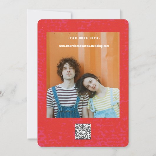 Retro Funky Pink Red Save the Date Qr Code (Rückseite)