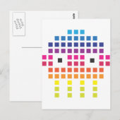 Retro Funky Pixel Skull Postkarte (Vorne/Hinten)