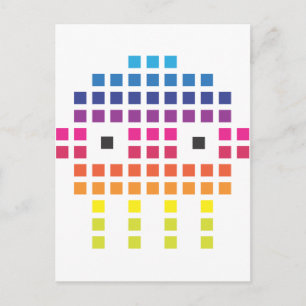 Retro Funky Pixel Skull Postkarte