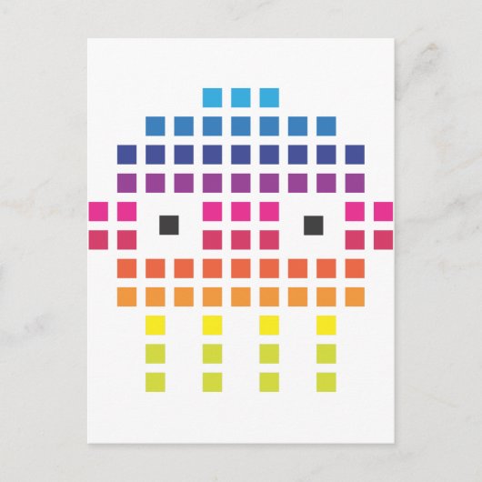 Retro Funky Pixel Skull Postkarte (Vorderseite)
