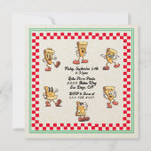 Retro Funky Pizza Box Italienischer Koch Geburtsta Einladung (Rückseite)