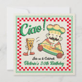 Retro Funky Pizza Box Italienischer Koch Geburtsta Einladung (Vorderseite)