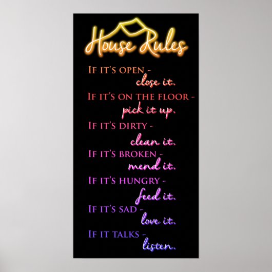 Retro Funky Rainbow Colors House Regeln der Kindhe Poster (Vorne)