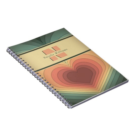 Retro Funky Romantic Heart Monogram Notebook Notizblock (Rechte Seite)