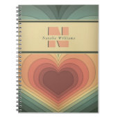 Retro Funky Romantic Heart Monogram Notebook Notizblock (Vorderseite)