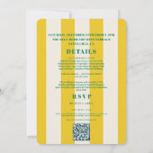 Retro Funky Striped Green Yellow Wedding Einladung (Rückseite)