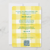 Retro Funky Striped Green Yellow Wedding Einladung (Rückseite)