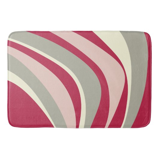 Retro Funky Wavy Lines Magenta Pink Gray Badematte (Vorderseite)