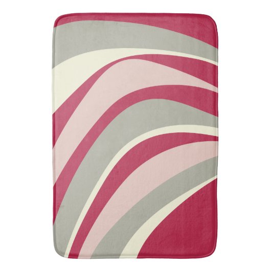Retro Funky Wavy Lines Magenta Pink Gray Badematte (Vorderseite Vertikal)