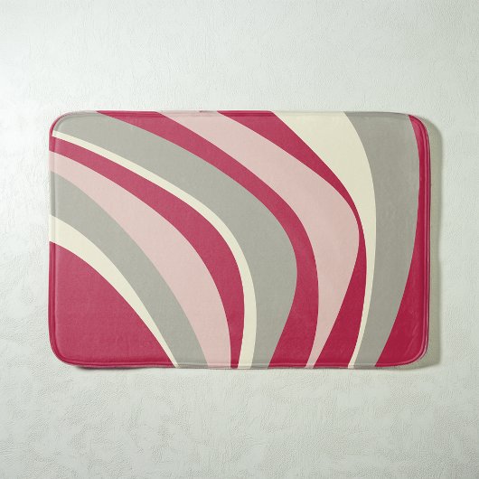 Retro Funky Wavy Lines Magenta Pink Gray Badematte