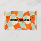 Retro Funky Wavy Muster mit QR Code Visitenkarte (Vorderseite)