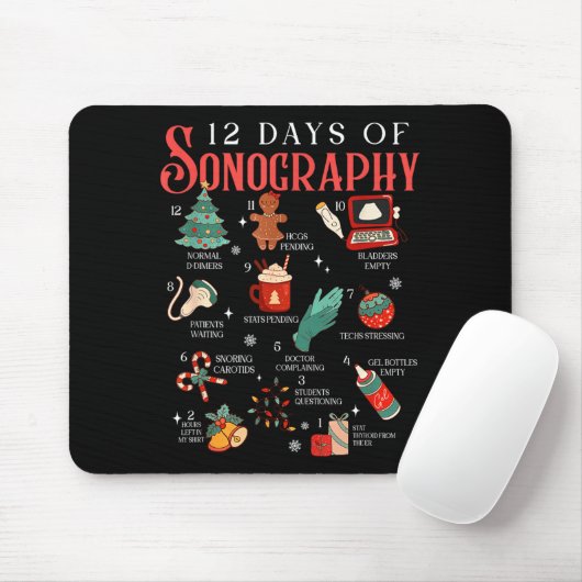 Retro Funny 12 Days Of Sonography Ultrasound Tech Mousepad (Mit Mouse)