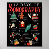 Retro Funny 12 Days Of Sonography Ultrasound Tech  Poster (Vorne)