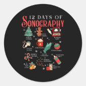 Retro Funny 12 Days Of Sonography Ultrasound Tech  Runder Aufkleber (Vorderseite)