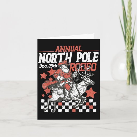 Retro Funny Annual North Le Rodeo Santa Cowboy Mer Karte (Vorderseite)