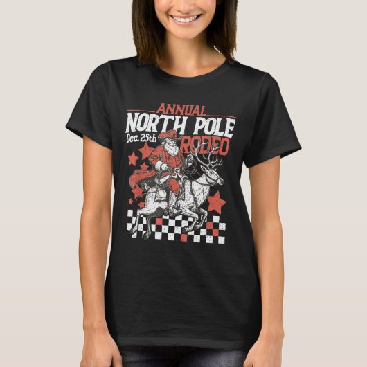 Retro Funny Annual North Le Rodeo Santa Cowboy Mer T-Shirt (Vorderseite)