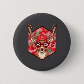 Retro Funny Boys Valentines Day Hunting Deer Camo Button (Vorderseite)