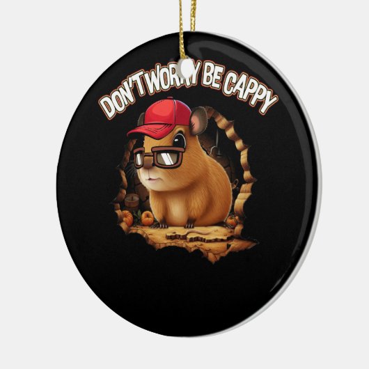 Retro Funny Capybara machen Sie sich keine Sorgen, Keramik Ornament (Links)