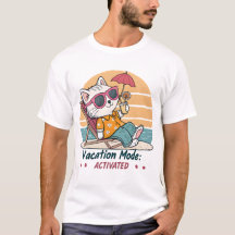 Retro Funny Cat Vacation Mode Aktivierter Strand T