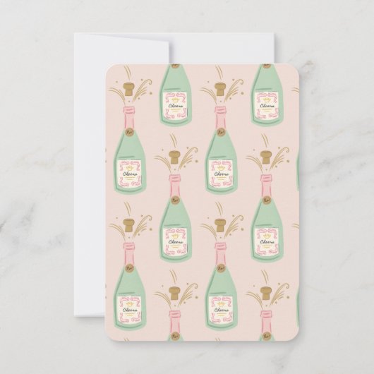 Retro Funny Champagne Brautparty Einladung (Rückseite)