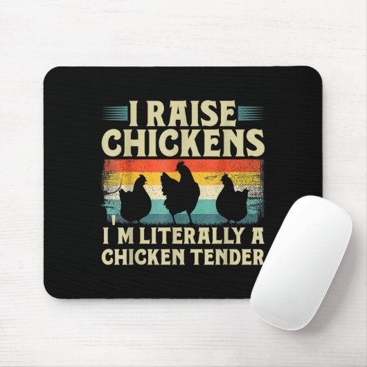 Retro Funny Chicken Lover Gift – I Raise Chickens Mousepad (Mit Mouse)