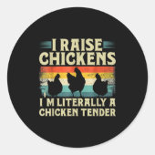 Retro Funny Chicken Lover Gift – I Raise Chickens Runder Aufkleber (Vorderseite)