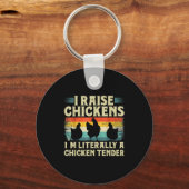 Retro Funny Chicken Lover Gift – I Raise Chickens Schlüsselanhänger (Vorderseite)