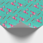 Retro Funny Christmas Flamingo mit langem Strumpf Geschenkpapier (Ecke)