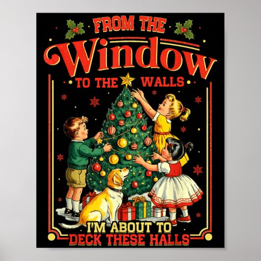 Retro Funny Christmas Holiday From The Windows To Poster (Vorne)