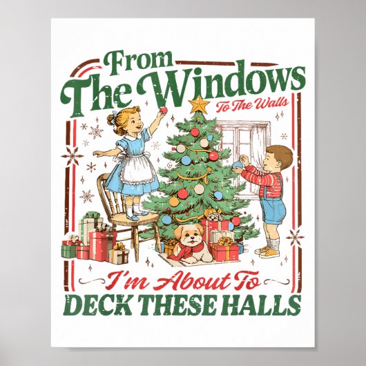 Retro Funny Christmas Holiday From The Windows To Poster (Vorne)