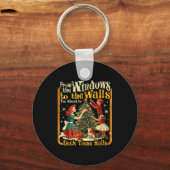 Retro Funny Christmas Holiday From The Windows To  Schlüsselanhänger (Vorderseite)