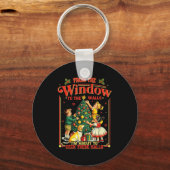 Retro Funny Christmas Holiday From The Windows To Schlüsselanhänger (Vorderseite)