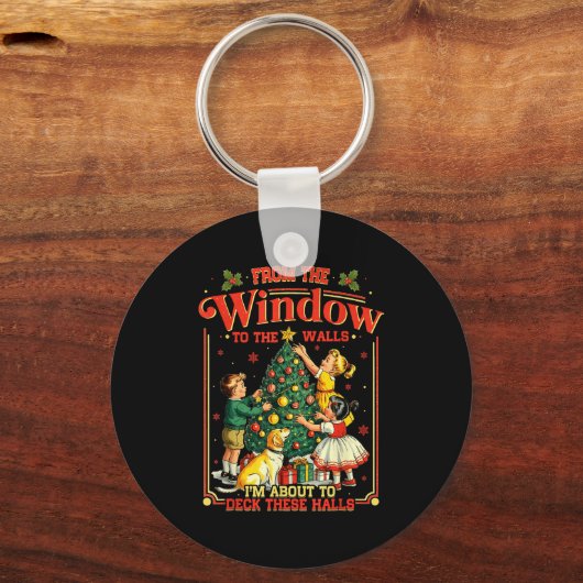 Retro Funny Christmas Holiday From The Windows To Schlüsselanhänger (Vorderseite)