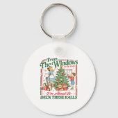 Retro Funny Christmas Holiday From The Windows To Schlüsselanhänger (Vorderseite)