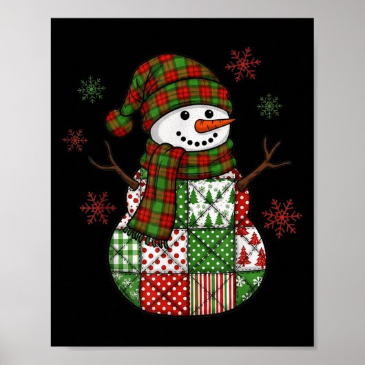 Retro Funny Christmas Patchwork Snowman Xmas Holid Poster (Vorne)