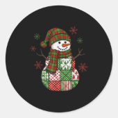 Retro Funny Christmas Patchwork Snowman Xmas Holid Runder Aufkleber (Vorderseite)